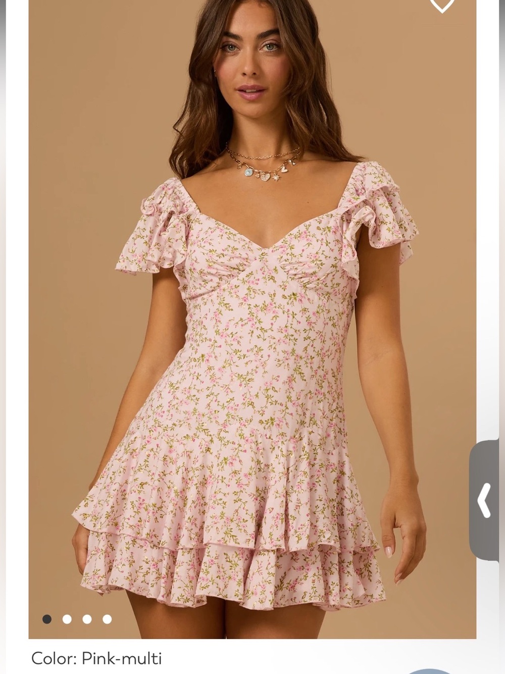 Altar'd State Pink Multi Floral Ruffle Mini Dress